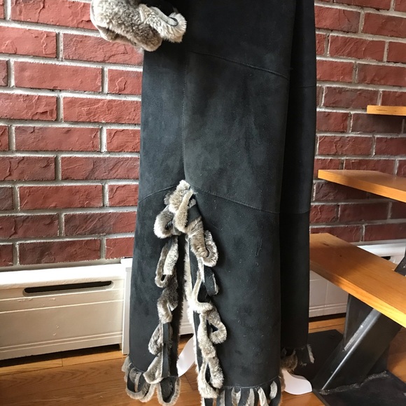 ❤️SOLD❤️Denimax Shearling Long Coat Loops Details Size L - Picture 7 of 16